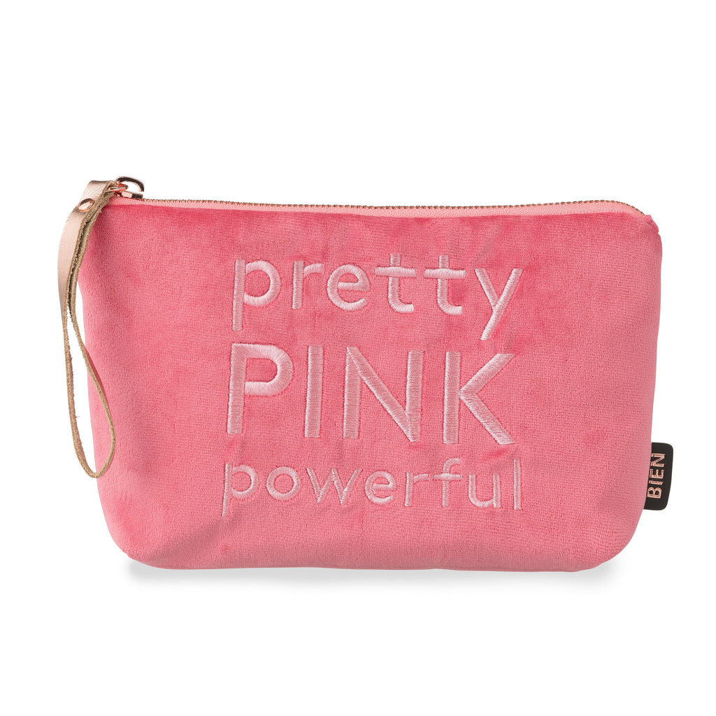 Fluwelen satijn-nylon pouch - "pretty PINK powerful" - BIEN moves