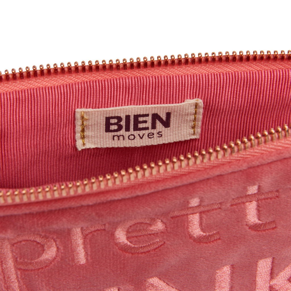 Fluwelen satijn-nylon pouch - "pretty PINK powerful" - BIEN moves